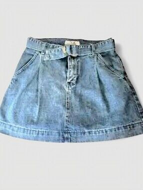 Free People-We The Free Med Blue Jean Mini Skirt With Matching Belt Sz 30 (10)